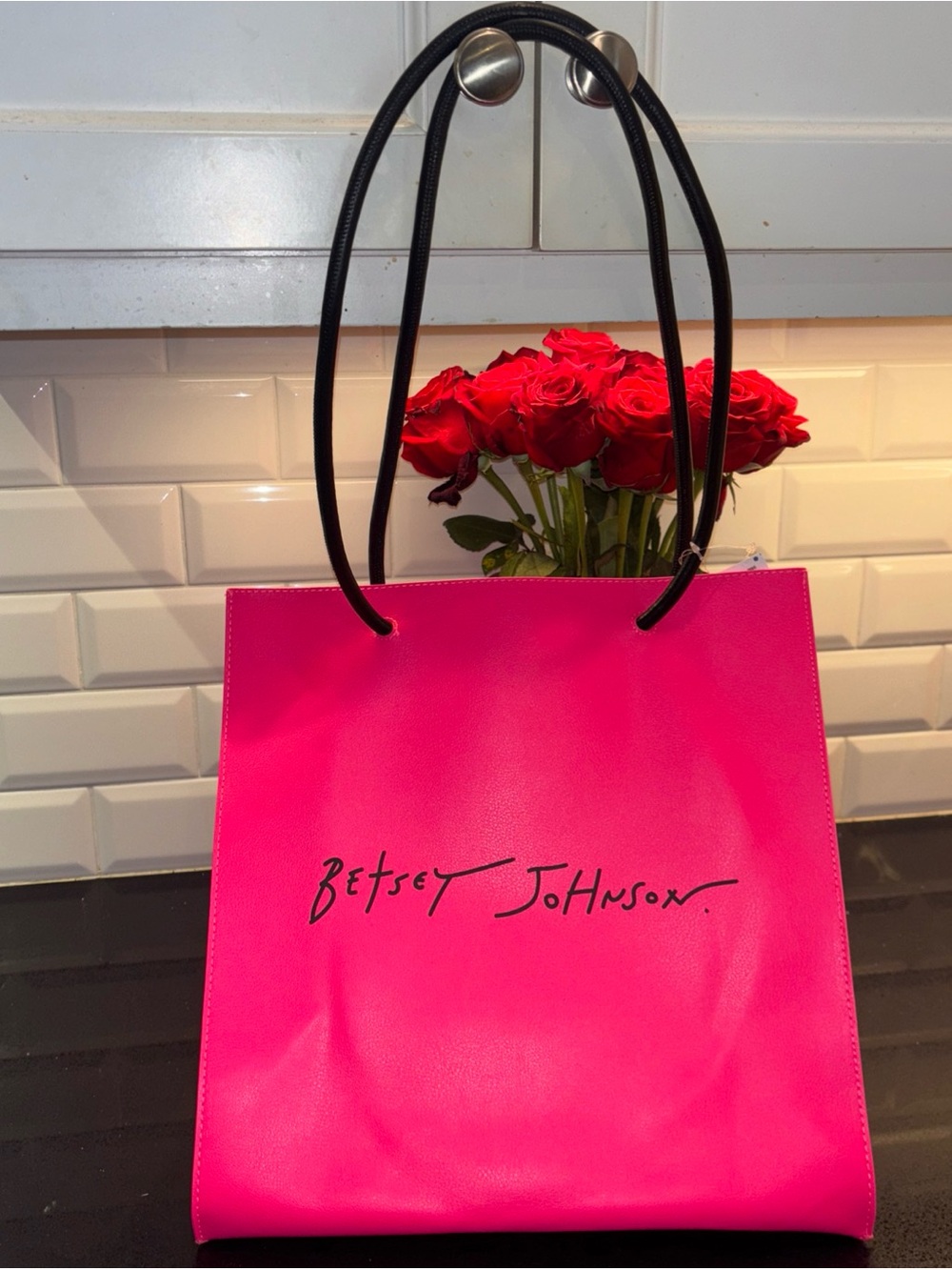 Hot Pink Betsey Johnson Origins medium tote bag NWT